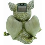 Yoga Gartendrache mit LED Solaraugen 17 cm Drache Figur Gartenfigur Glück Gargoyle Skulptur Solar