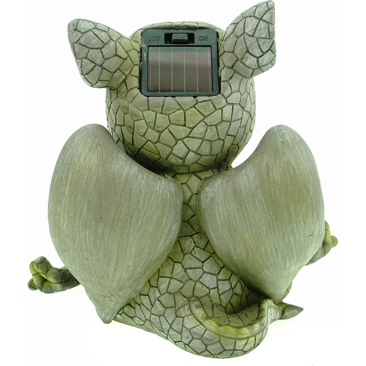 Yoga Gartendrache mit LED Solaraugen 17 cm Drache Figur Gartenfigur Glück Gargoyle Skulptur Solar