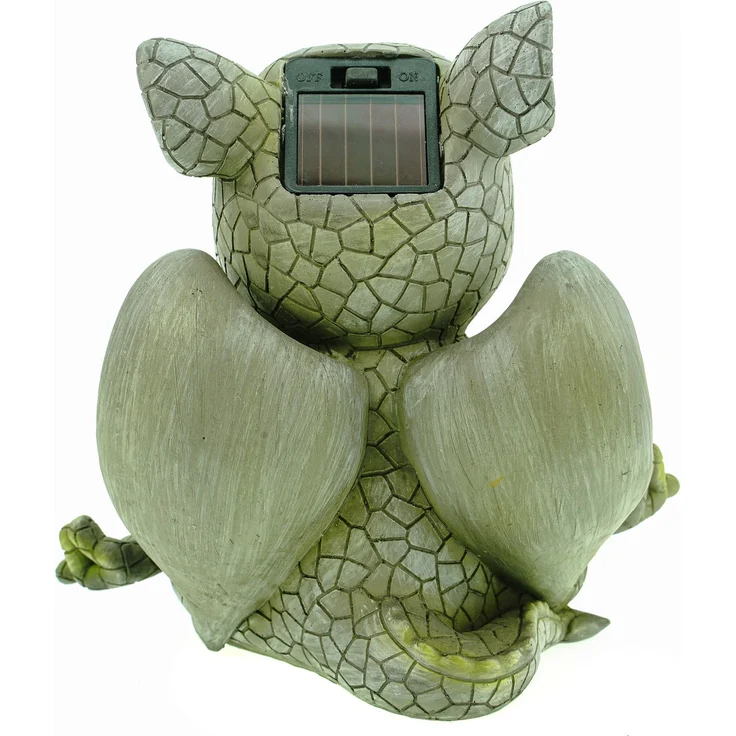 Yoga Gartendrache mit LED Solaraugen 17 cm Drache Figur Gartenfigur Glück Gargoyle Skulptur Solar