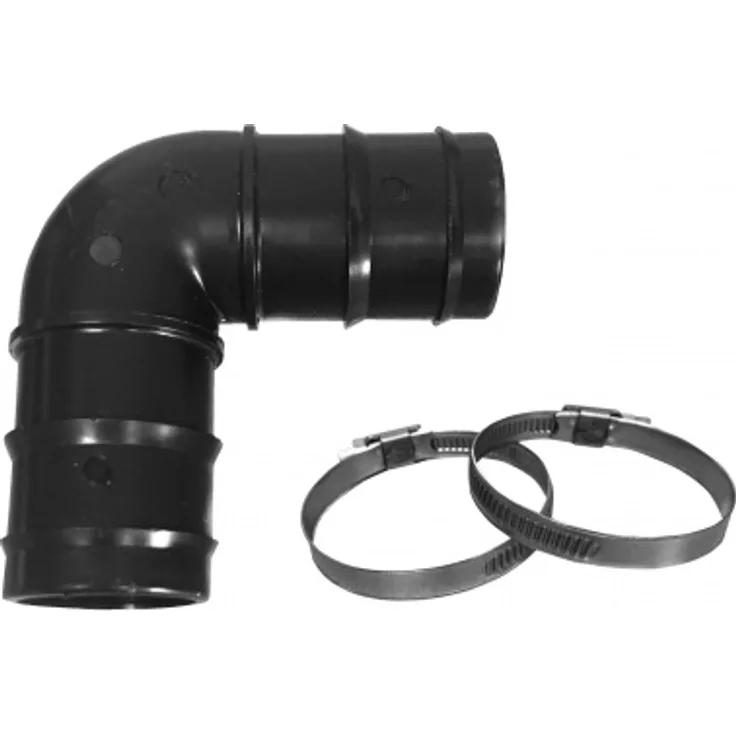 well2wellness Schlauchverbinder 38mm Winkel 90° plus 2 Schlauchschellen