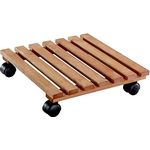 WAGNER Pflanzenroller Nature 35 x 35 cm I Pflanzenroller für Innenbereich, Erle Terracotta I Blumenroller aus FSC-Massivholz I Kübelroller aus Holz I Tragkraft 100 kg I Made in EU ? 20083501