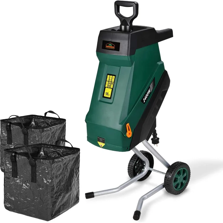 Gardebruk Messerhäcksler 2400W elektrisch max. 45mm Aststärke 2x 50L Beutel Gartenhäcksler Häcksler Schredder – Bild 2