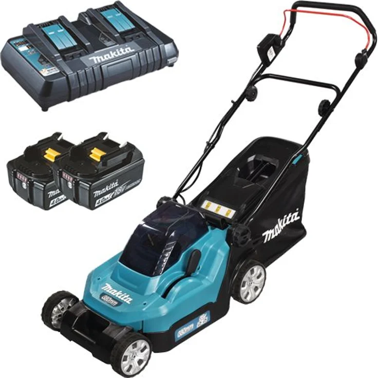 Makita DLM382PM2, Akku-Rasenmäher, 38 cm Schnittbreite, mit 2 Akkus und Doppelladegerät – Bild 1