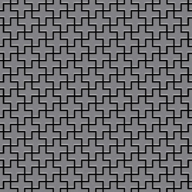 Mosaik Fliese massiv Metall Edelstahl matt in grau 1,6mm stark ALLOY Swiss Cross-S-S-MA 0,88 m2