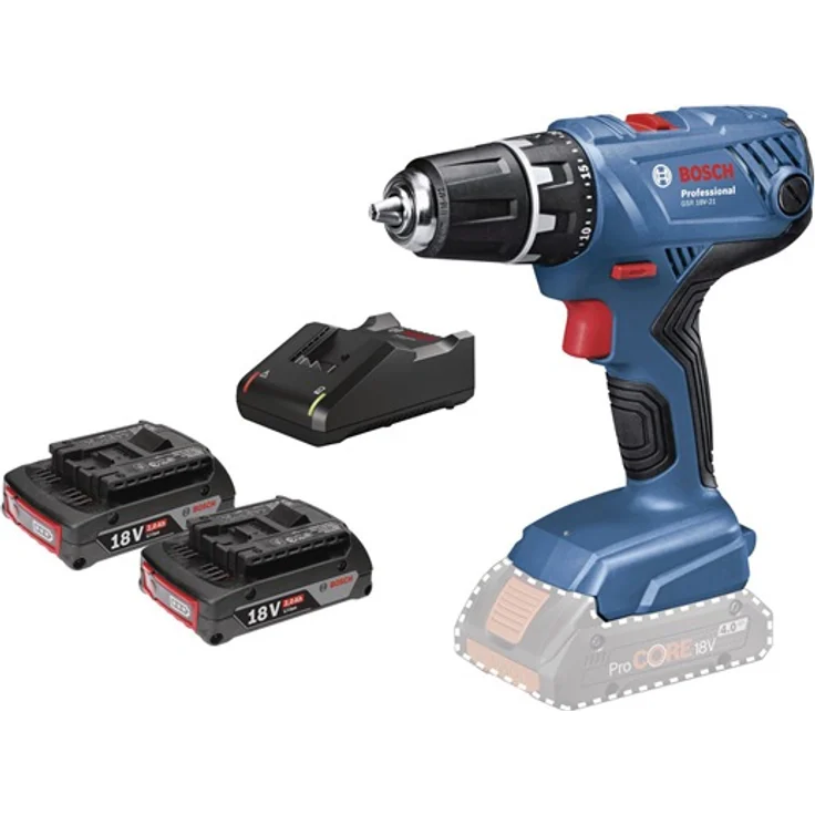 Bosch Professional 18 V System Akku-Bohrschrauber GSR 18V-21 max. Drehmoment: 55 Nm, 2x 2,0 Ah Akku, Ladegerät GAL 18 V-20, in L-Boxx – Bild 3