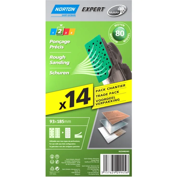 Norton Expert Schleifscheiben, Körnung 80, 93 x 185, 14 Stück