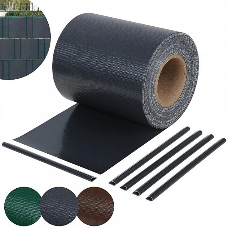 Sichtschutzstreifen 450g-m² PVC Doppelstabmattenzaun, Anthrazit – Bild 1