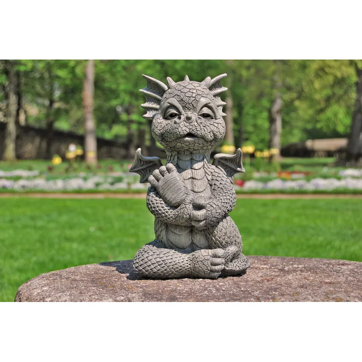 MFF Gartenfigur Gartendrache - Modell macht Yoga - Fantasy Figur Deko Drache Garten
