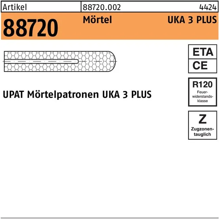 UPAT Mörtelpatrone R 88720 f.Anker UKA 3 PLUS M 16 Polyesterharz