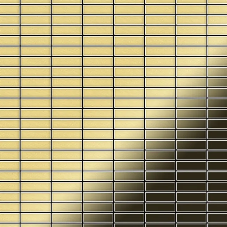Mosaik Fliese massiv Metall Messing gewalzt in gold 1,6mm stark ALLOY Cabin-BM 1,01 m2