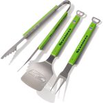 Sportula Spirit Series NFL Seattle Seahawks Grillbesteckset Grillwerkzeug, 3 Stück, mit Flaschenöffner, mit Wender, Zange und Gabel