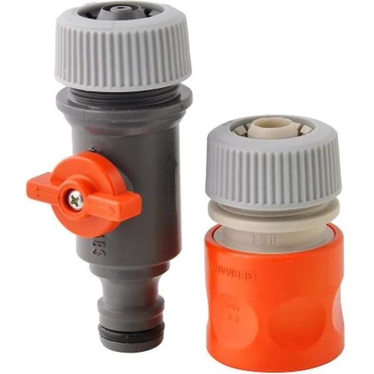 GARDENA Perl-Regner-Anschlussset: Armaturenausstattung für den GARDENA Perl-Regner, Anschlussstück mit Regulierventil für Perl-Regneranfang und Wasserstop für Perl-Regner-Ende (1989-20) – Bild 2