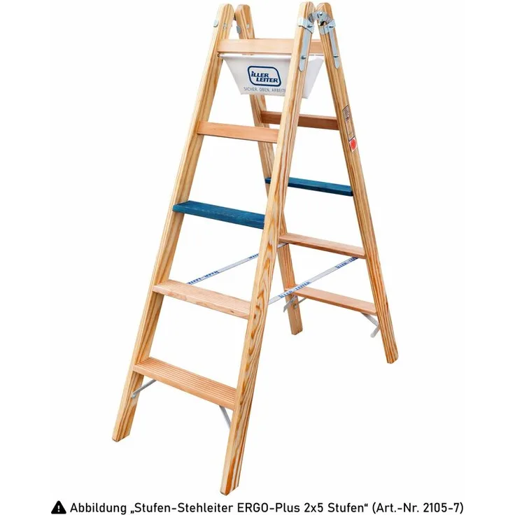 ILLER-LEITER Holz Stufen Stehleiter ERGO Plus 2x10Stufen 2110-7