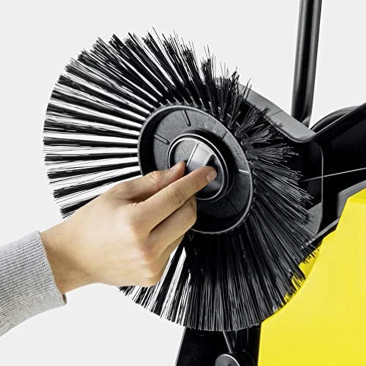 Kärcher 1.766-420.0 S 6 Kehrmaschine Max. Flächenleistung 2500 m²-h, 1 Seitenbesen, 38 l, Arbeitsbreite 670 mm, ergonomisch Schubbügel, selbststehender Kehrbehälter, schwarz-gelb Handkehrmaschine – Bild 6