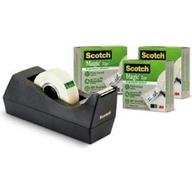 Scotch 900C38G3 Tischabroller, inklusive 3 Rollen Magic Klebeband, 19 mm x 33 m, schwarz - Preisvergleich