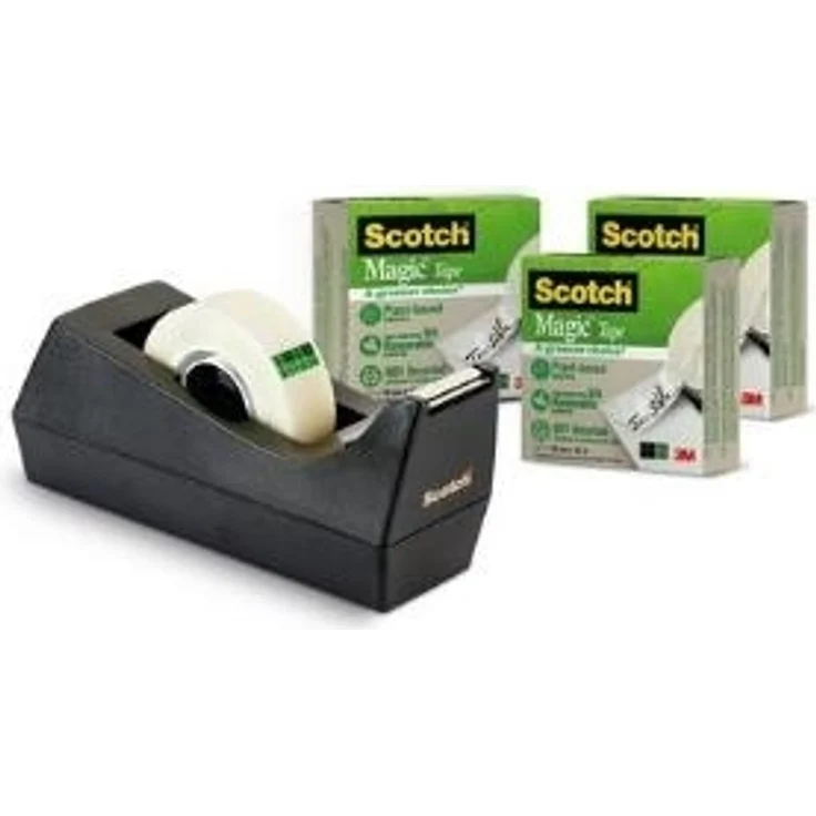 Scotch 900C38G3 Tischabroller, inklusive 3 Rollen Magic Klebeband, 19 mm x 33 m, schwarz - Preisvergleich