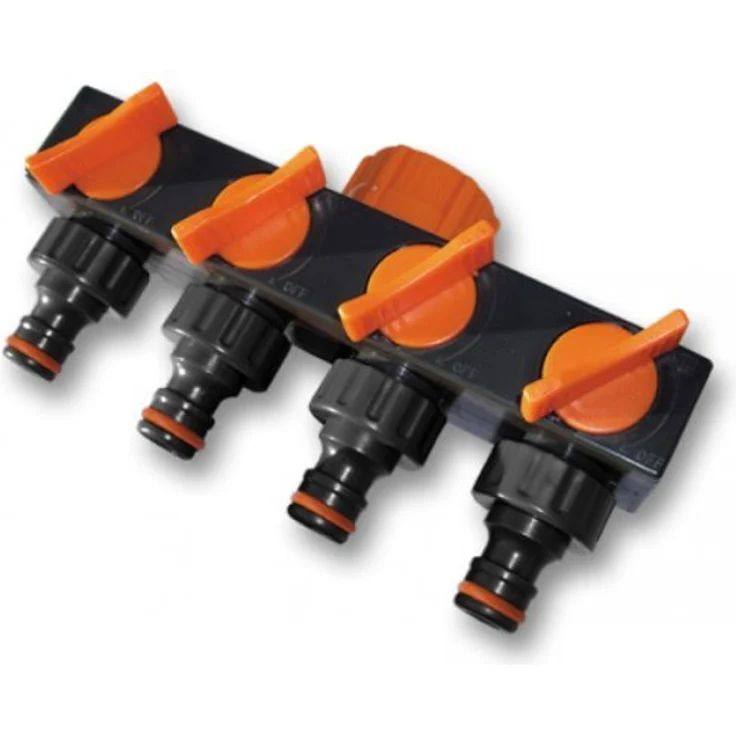 Bradas ECO-PWB3033 4-Fach Verteiler für Wasseranschluss, Schwarz, 10x5x5 cm Bewässerungszubehör