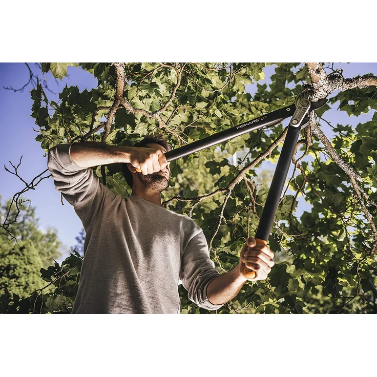 Fiskars PowerGear Astschere, Amboss-Getriebeastschere, 70 cm lang, aus Stahl und Fiberglas, hakenförmige Klinge – Bild 4
