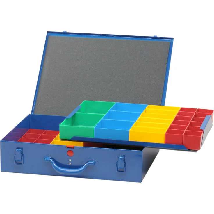 hünersdorff Doppel-Metall-Kleinteile-Koffer 59 Einsatzboxen, dunkelblau, 1 Stück, 621000