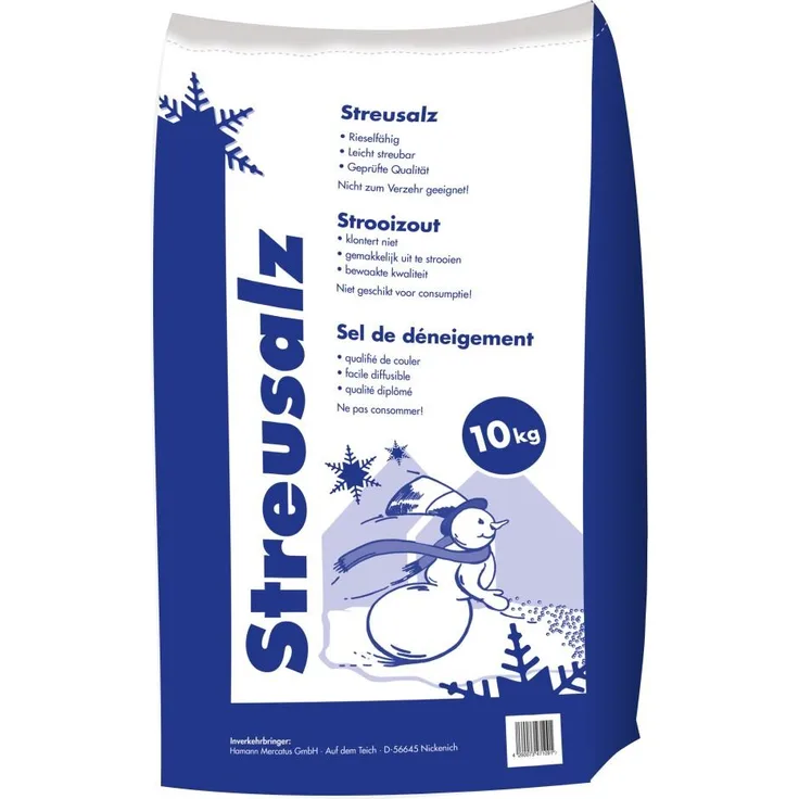Hamann Mercatus Streusalz 10 kg Sack Streugut zur Beseitigung von Eis und Schnee, rutschfreie Gehwege und Straßen