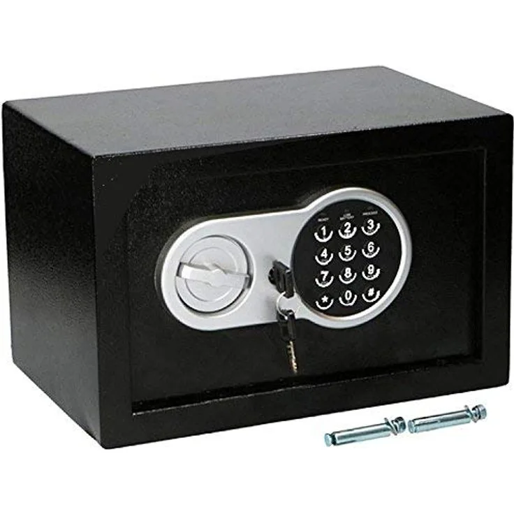 BAKAJI Elektronische Sicherheitsbox, Metall, Schwarz, 30 x 20 x 20 cm