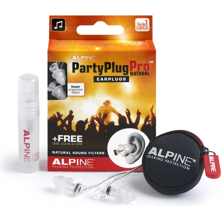 Alpine PartyPlug Pro Gehörschutz Ohrstöpsel mit linearer Dämpfung für Party, Musik, festival, Disco und Konzerte €“ Naturgetreue Dämpfung Hypoallergen mit em Reiniger €“ Wiederverwendbar – Bild 1