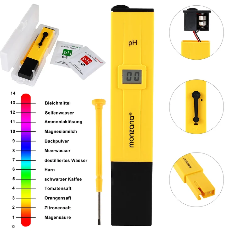 Monzana Digitale Wassertester mit LCD Anzeige + Batterie PH Messgerät - Preisvergleich – Bild 1