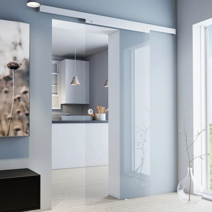 Tür Schiebetür Glas klar 755x2035 Zimmertür Glasschiebetür - Griffmuschel