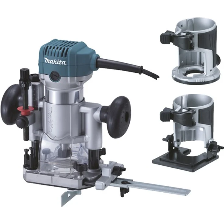 Makita RT0700CX2J Oberfräse und Trimmer Parallelanschlag 6 x 160 mm, 710 Watt Leistung, 8 mm Spannzangenweite, 40 mm Fräskorbhub – Bild 5