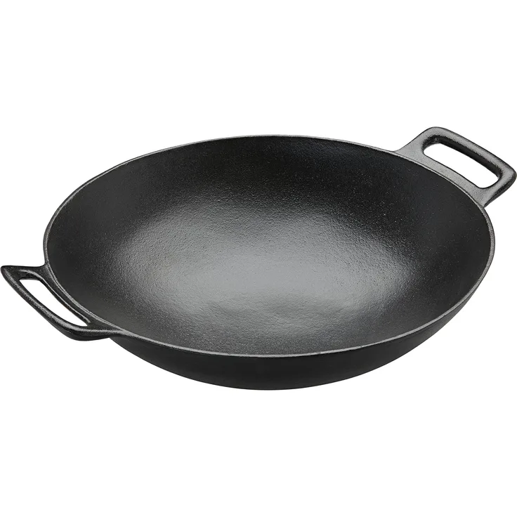 RÖSLE VARIO Wok Pro, Hochwertiger Wok aus emailliertem Gusseisen zum scharfen Anbraten, asiatische Küche, für Herd und Grill geeignet