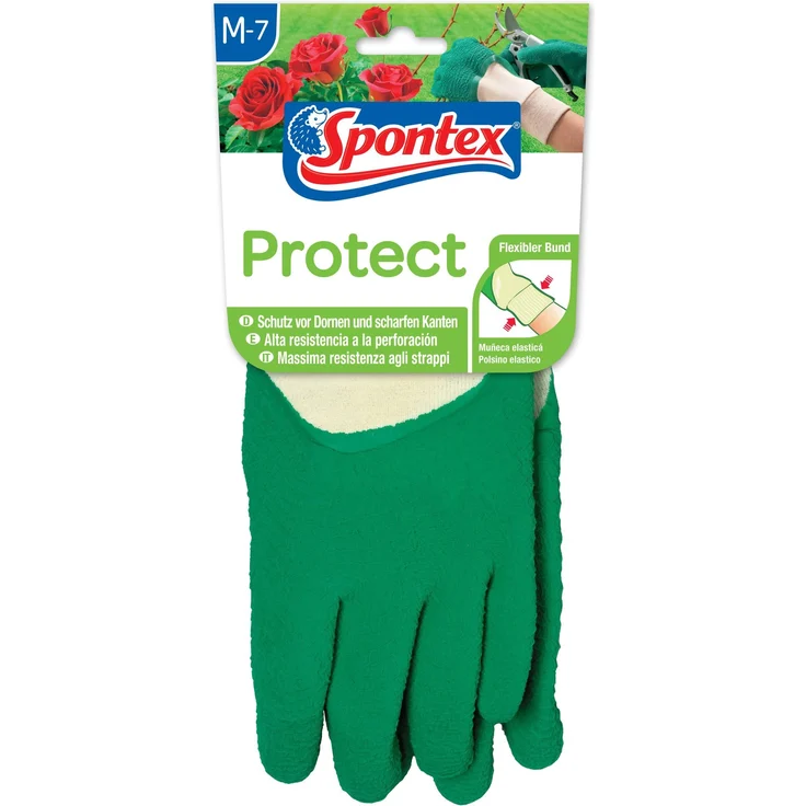 Spontex Protect Gartenhandschuhe, extra robust für Dornen und Hecken, mit Naturlatexbeschichtung, Größe M, 1 Paar – Bild 1