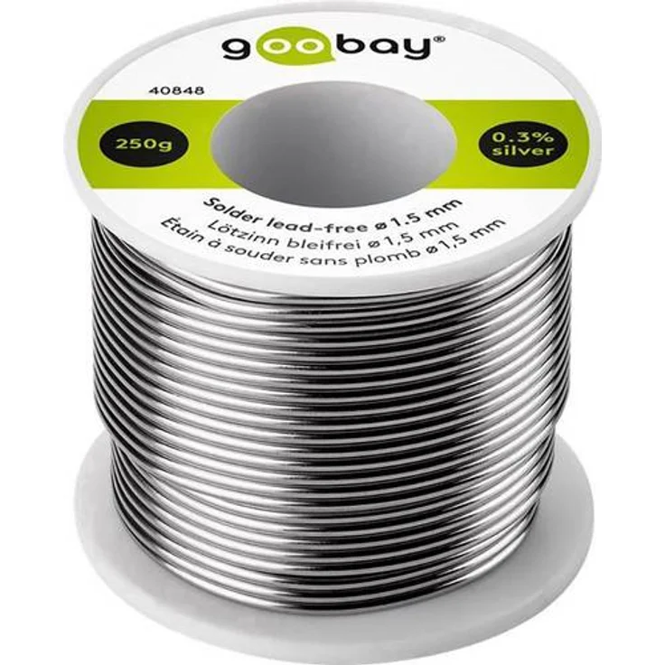 Goobay 40848 Lötzinn bleifrei, ø 1, 5 mm, 250 g Markenlötzinn mit einem Silberanteil (Ag) von 0, 3% – Bild 1