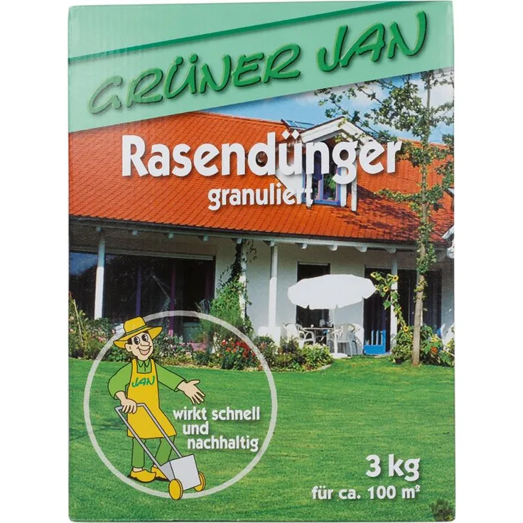 Grüner Jan Spezial Rasendünger granuliert 3kg Spezialdünger 100m² Rasen Dünger