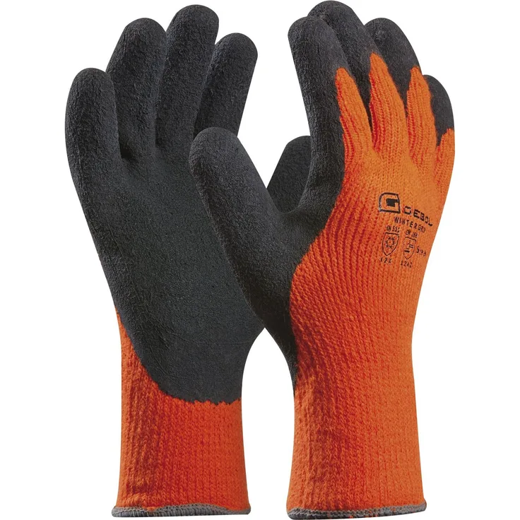 Arbeitshandschuh WINTER GRIP Größe 8 (M) orange/schwarz schützt vor Kälte 1 Paar