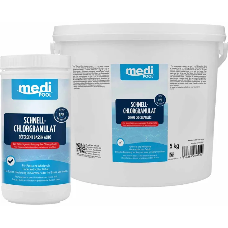 mediPOOL Schnell-Chlor Granulat Chlorgranulat Aktivchlor Poolreinigung Poolpflege Inhalt:1 kg