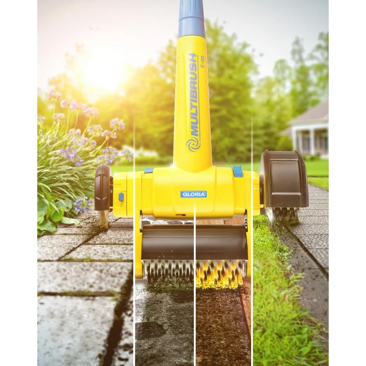 Gloria MultiBrush speedcontrol ? Elektrisch | Multifunktionale Oberflächenbürste | Set mit 2 Aufsätzen | Nutzbar als Stein-, Holz-, und Fugenreiniger, sowie Rasenkantenschneider | Unkrautentfernung – Bild 4