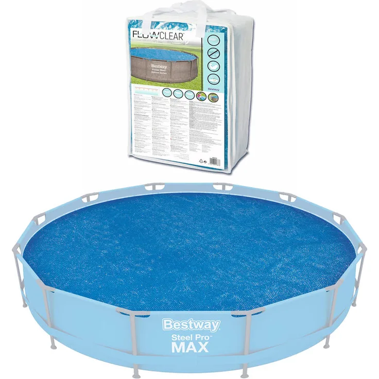 BESTWAY Flowclear Solarplane Wärme Heiz Folie Blau für Pool Swimmingpool Ø 366cm