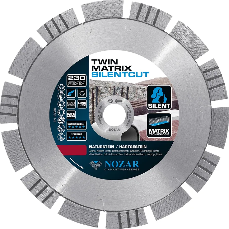 Trenntechnik / Diamant-Trennscheibe Twin Matrix Silentcut Premium Qualität für hohe Beanspruchung, flexible einsetzbar, hervorragende Standzeit und schneller Schnitt Ø 230 mm