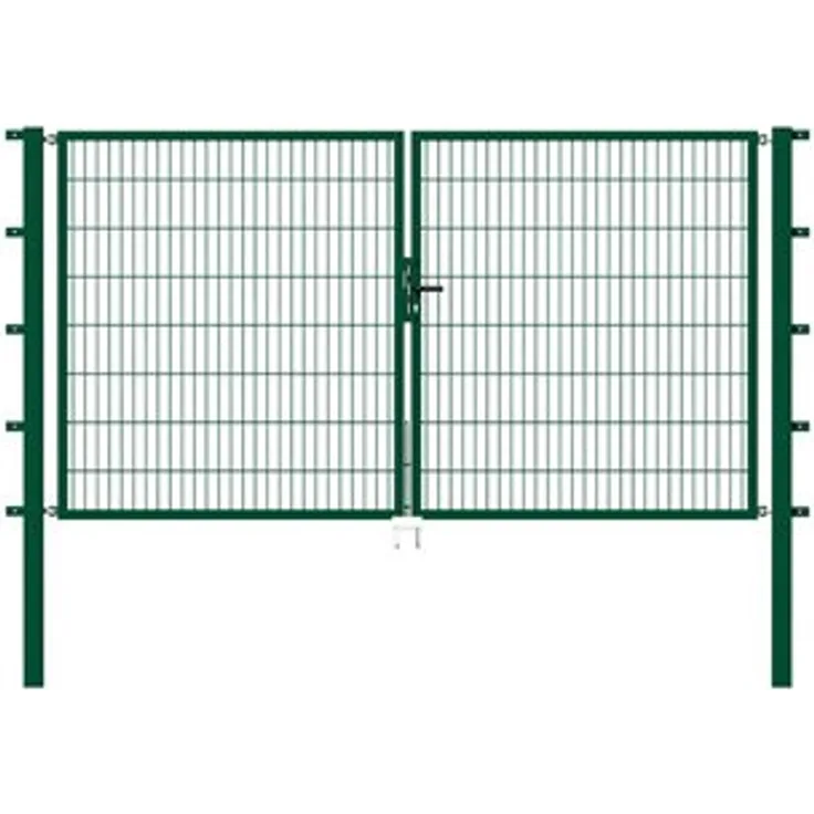 Metallzaun Doppeltor für Doppelstabmatte grün zum Einbetonieren 160 cm x 350 cm