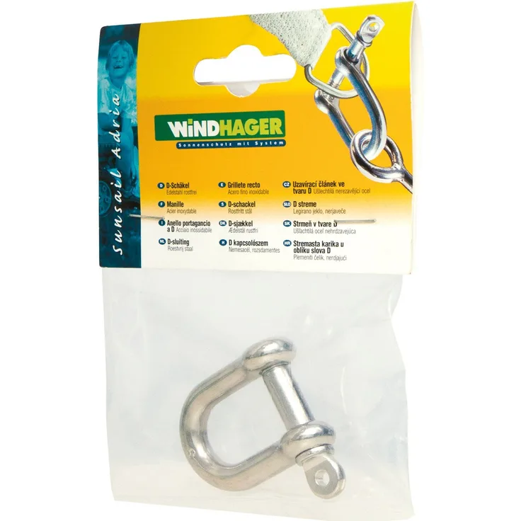 Windhager D-Schäkel, Edelstahl, Zubehör für Sonnensegel (1 Stück)