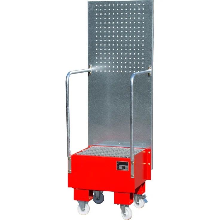 Bauer Fahrbare Auffangwanne mit Lochplattenwand LPW 60-1, lackiert, Feuerrot