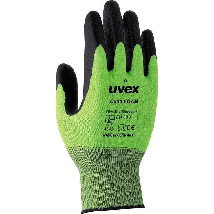 Uvex Ruvex-C500Foam_7 Schutzhandschuhe, Grün-Schwarz, 7 Größe