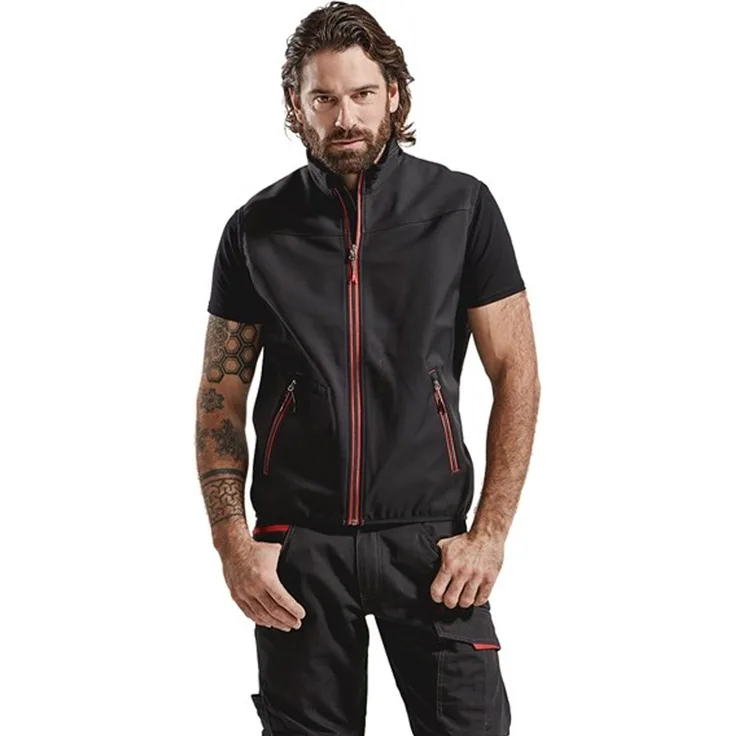 Blakläder Ripstop Softshell Weste 3850 XL, schwarz-rot