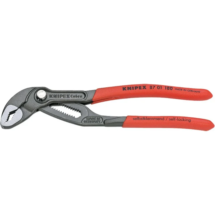 KNIPEX 87 01 180 SB Cobra Hightech-Wasserpumpenzange mit rutschhemmendem Kunststoff überzogen grau atramentiert 180 mm – Bild 1