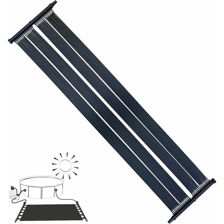 Poolheizung Solarheizung Solarkollektor Solarpanel Wärmeplane für Pool Schwimmbecken, schwarz, 605 x 80 cm - Melko