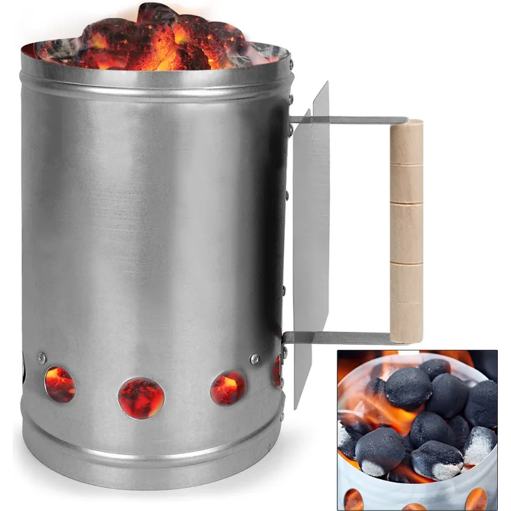 Deuba XXL Grillstarter/Kohlestarter/Anzündkamin mit Griff und Hitzeschild (192954)