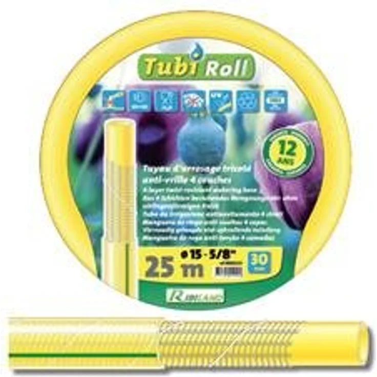 Ribimex Gartenschlauch Tubiroll antiavvitamento 4 Schichten Gelb, 25 m Durchm 15 mm
