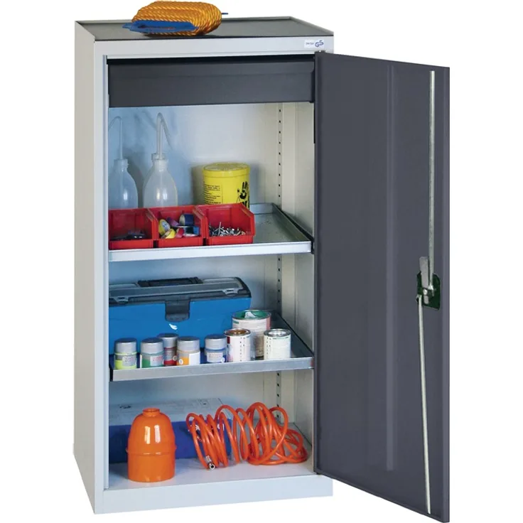 Werkzeug--Beistellschrank H1000xB500xT500mm 1Schubl.,2BD lichtgrau-anthrazitgrau