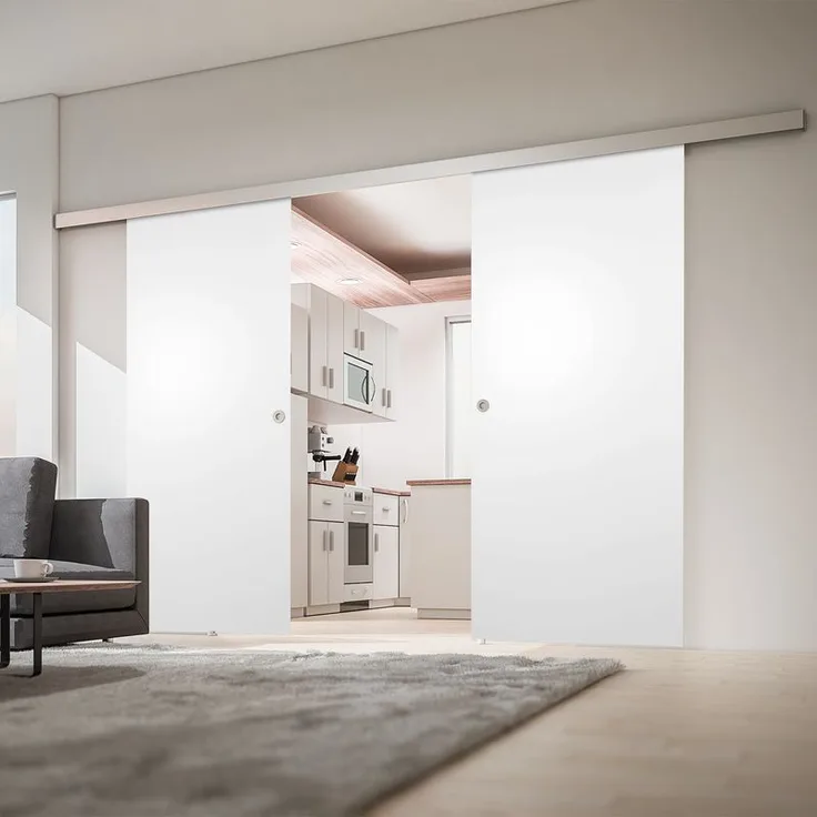 Tür doppelflügelige Schiebetür weiß 1510x2035 doppel Holztür Schiebetürsystem - Griffmuschel