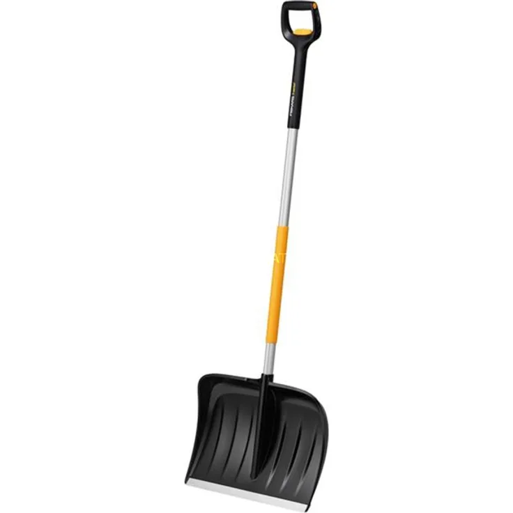 Fiskars X-series Teleskop-Schneeräumer Schaufel, schwarz-gelb, praktischer D-Griff, 53 cm breit